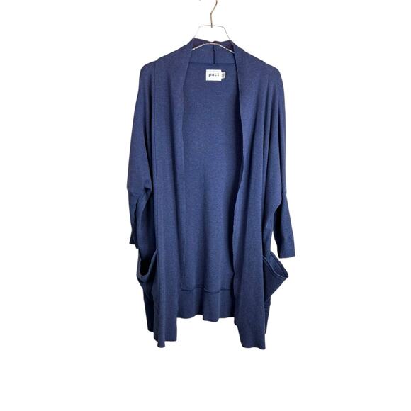Pact - Women's Airplane Cardigan 100% Organic Cotton Open Front in Indigo Sz S/M - Picture 2 of 8